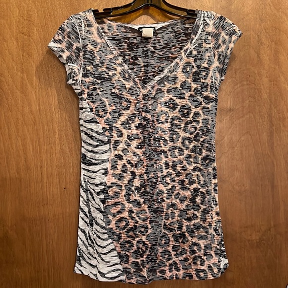 WET SEAL ANIMAL PRINT BURNOUT TEE - Picture 1 of 5